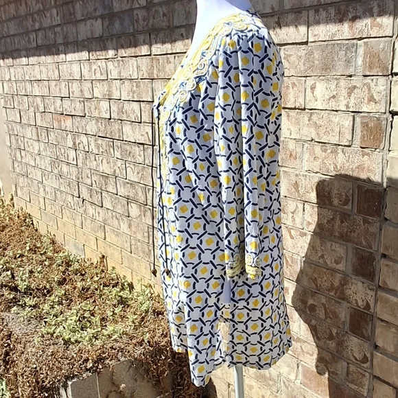 Barbara Gerwit Embellished Geometric Print Cover-Up Tunic Top Women Size Large - Picture 8 of 16